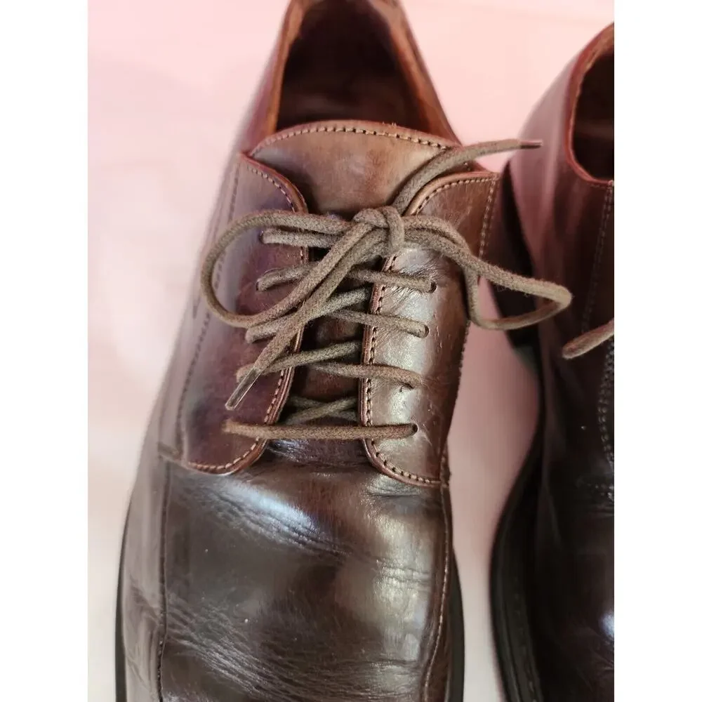 Johnston And Murphy Men's 10 M Handcrafted Italy Leather Oxford brown Shoes
